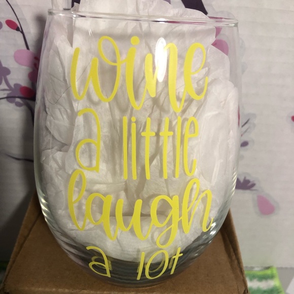 2-HANDMADE by Me- wine glasses! “Wine a little laugh a lot”/FEED ME WINE” - Picture 1 of 2